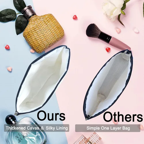 Vista 3 de Bolsas de maquillaje para cumpleaños número 50 para mujer, lavado de doble cara, impermeable, de lino, bolsa de viaje para cosméticos, bolsa