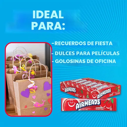 Vista 8 de Airheads Barras de caramelo de tamaño completo, cereza, caja de 36