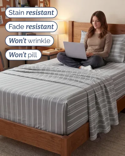 Vista 336 de Extra Deep Twin XL Sheet Set - 3 Piece College Dorm Room - White 01-Blanco