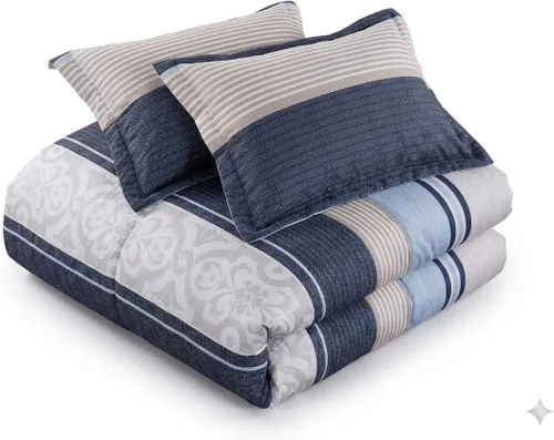 Vista 2 de Royal Hotel Bedding Park-Ave - Juego de funda de edredón de 3 piezas, tamaño matrimonial/queen (juego de funda de edredón), 100% microfibra cepillada