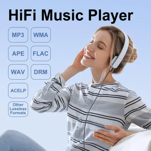 Vista 4 de Reproductor de MP3 de 64 GB con Bluetooth 5.3, pantalla de 1.8 pulgadas, reproductor de música portátil con altavoz, radio FM, grabadora de voz
