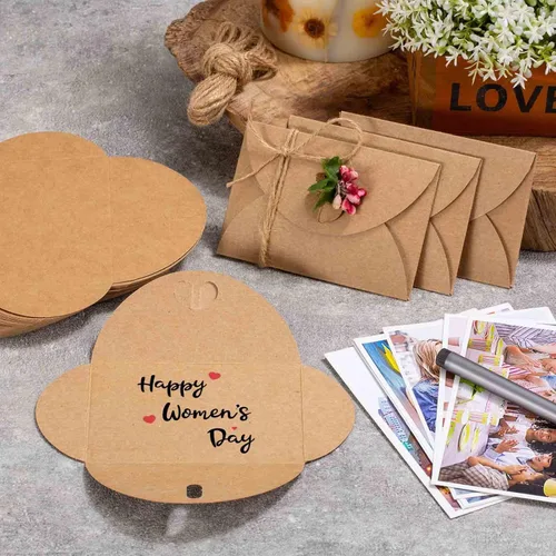 Vista 3 de Primbeeks 100 piezas de sobres premium para tarjetas de regalo, sobres para tarjetas de regalo de 4 x 2.8 pulgadas, sobres lindos de papel kraft