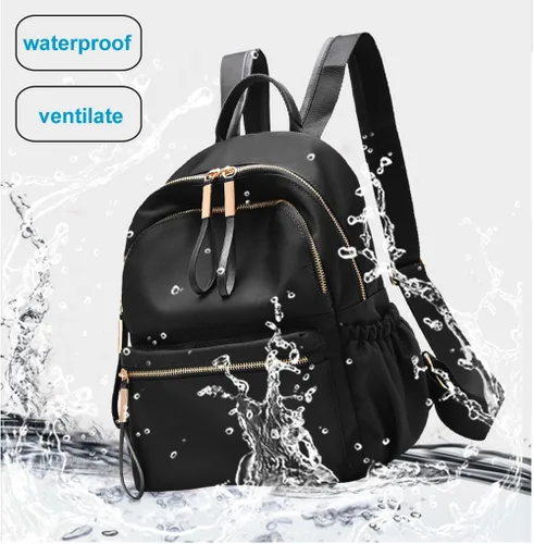 Vista 2 de Wraifa Mochila pequeña Oxford impermeable para mujer, mochila escolar para niñas, 111 Small Size Black, S