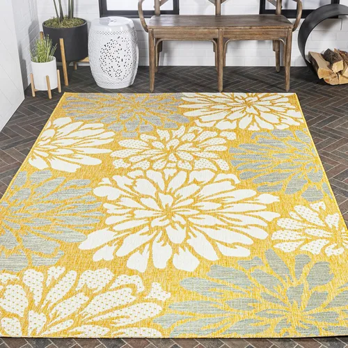 Vista 12 de Eyely BMS110I-28 Santa Monica Zinnia - Alfombra moderna con textura floral para interiores y exteriores, estilo costero, glamour, dormitorio, patio