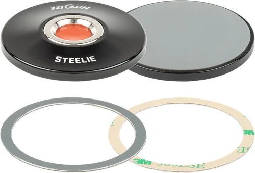 Vista 2 de Nite Ize Steelie Orbiter Plus - Zócalo magnético y anillo de metal - Soporte de salpicadero para coche con montaje magnético - Soporte