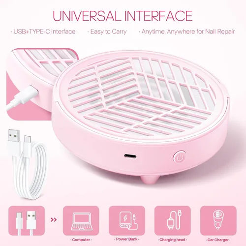 Vista 5 de Mini colector de polvo de uñas portátil con 10 filtros, potente ventilador profesional de uñas, colector de polvo, máquina de succión para uñas