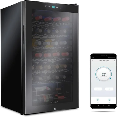 Vista 13 de Ivation Refrigerador de vino con compresor de 18 botellas con sistema de refrigeración de control inteligente de aplicación Wi-Fi Refrigerador