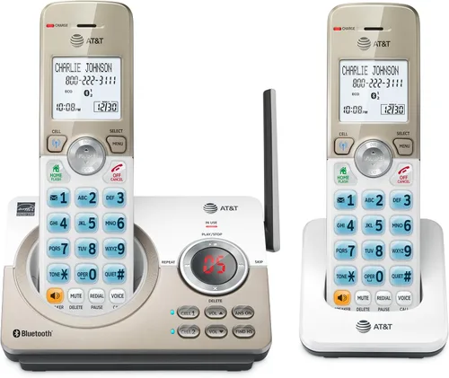 Vista 23 de AT&T Teléfono inalámbrico DECT 6.0 - Bloqueador de llamadas inteligente, Bluetooth conecta a la celda, anuncio de identificación de llamadas