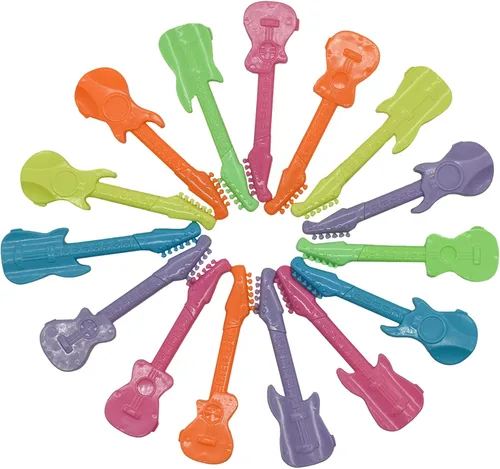 Vista 9 de Maydahui 24 mini bolígrafos de guitarra, novedosos bolígrafos de música, color caramelo, estilo simple, tinta azul para escuela, estudiantes, fiestas