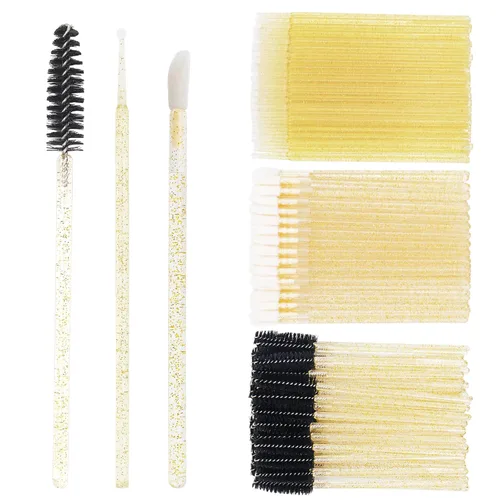 Vista 32 de Kit de suministros para extensión de pestañas de 300 piezas, cepillos desechables para pestañas, micro hisopos, varitas para máscara, cepillos