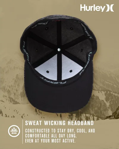 Vista 3 de Hurley Gorras para hombre - One & Only Flexfit Textures Cap - Sombreros ajustados para hombre, S-XL