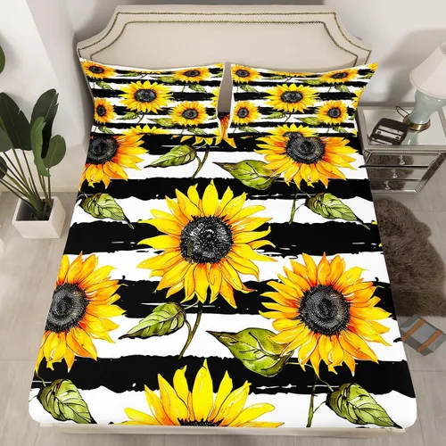 Vista 8 de Sábana bajera ajustable con diseño floral botánico para habitación de niños, diseño floral botánico para habitación de niños, diseño de ramas