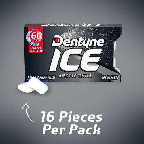 Vista 5 de Dentyne Ice Arctic Chill - Goma de mascar sin azúcar, 9 paquetes de 16 piezas (144 piezas en total) Goma de mascar, perfecta para un aliento