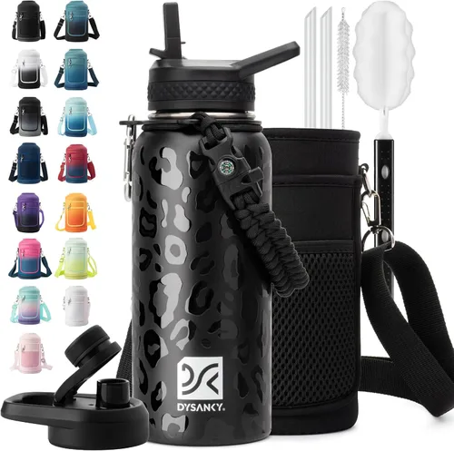 Vista 23 de DYSANKY Botella de agua aislada de 32 onzas, metal al vacío de acero inoxidable grueso, jarra de agua deportiva portátil para gimnasio y senderismo