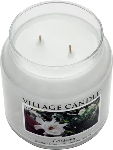 Vista 3 de Village Candle Gardenia - Vela perfumada en tarro de cristal grande de boticario, 21.25 onzas, color blanco