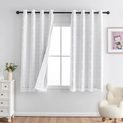 Vista 34 de MYSKY HOME - Cortinas opacas rosadas para dormitorio de niñas de 54 pulgadas de largo, cortinas cortas para tratamiento de ventanas, 100% cortinas