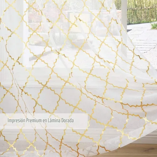 Vista 4 de Kotile Cortinas traslúcidas color blanco dorado para dormitorio, 52 x 63 Oro blanco