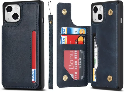Vista 11 de Cavor para iPhone 14 Plus Funda tipo cartera con tarjetero, Funda tipo cartera para iPhone 14 Plus para mujeres, Doble cierre magnético a prueba