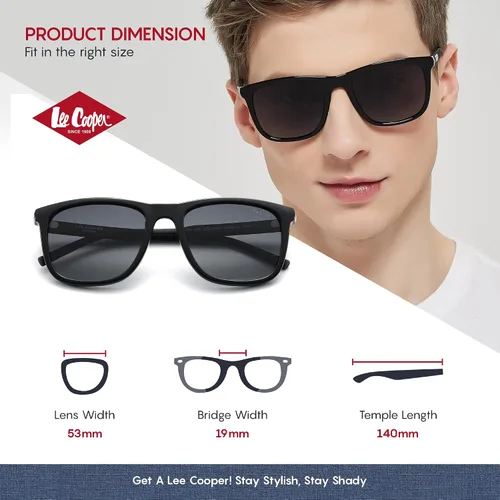 Vista 6 de Lee Cooper Gafas de sol polarizadas cuadradas para hombre Gr.Grey Lens (LC1040C03), Negro