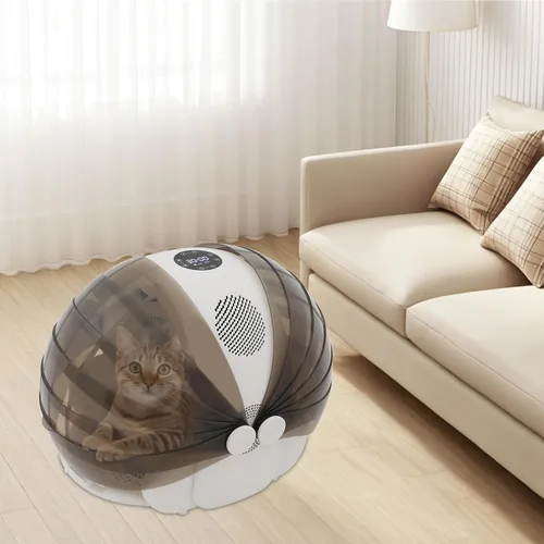 Vista 2 de Caja de secado inteligente plegable para mascotas, secadora automática de mascotas de 1000 W, caja de secado para perros pequeños con 8 ventiladores