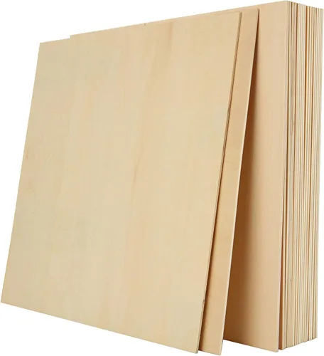 Vista 8 de 20 hojas de madera de tilo de 12 x 12 pulgadas, piezas de madera cuadradas sin terminar para manualidades, tablero de madera contrachapada de 0.118