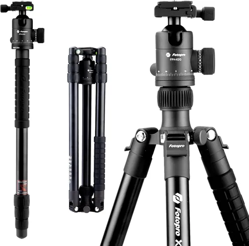 Vista 15 de Fotopro 60" Carbon Fiber Camera Travel Tripod, Detachable Monopod for DSLR Negro