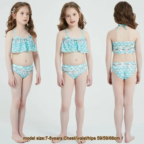 Vista 4 de JQGBBOX Conjunto de bikini con cola de sirena para natación, para niñas, niños y adultos, traje de baño familiar