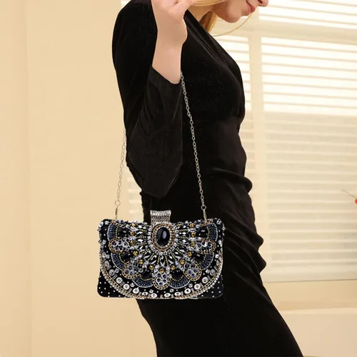 Vista 4 de BESTYROCLY Clutch Purses for Women and Rhinestone Beaded Bag Evening Handbag for Bride
