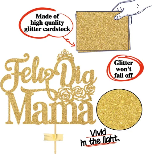 Vista 6 de Tivurcia Feliz Dia Mama - Decoración para tartas, decoración de pastel con la mejor mamá del mundo de España, suministros de fiesta para el día