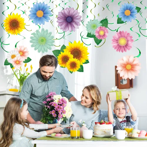 Vista 6 de 30 piezas de flores colgantes de mariposas, decoración de primavera y verano, Día de la Madre, girasol, baby shower, decoración para mujeres, hogar