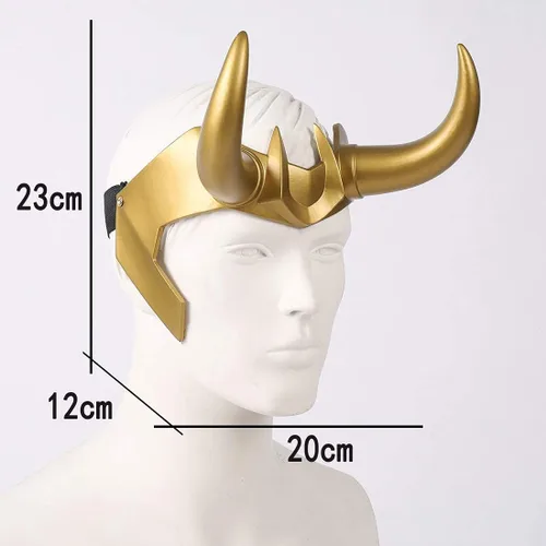 Vista 3 de nezababy Casco de Halloween con cuernos Cosplay Th-or Ragnarok Máscara de Halloween Fiesta Prop PVC ajustable