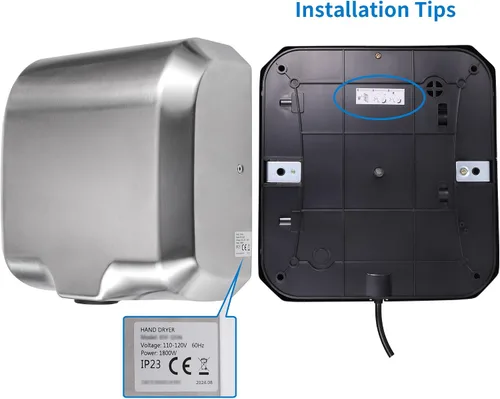 Vista 8 de Goetland Secador de manos comercial de acero inoxidable 1800w automático de alta velocidad resistente con pulido mate, paquete de 2