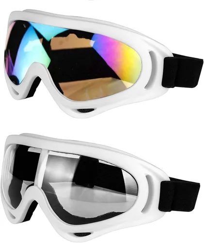 Vista 15 de LJDJ Gafas de motocicleta – Juego de 2 gafas – Dirt Bike ATV Motocross anti-UV ajustable para montar fuera de carretera protección combate táctico