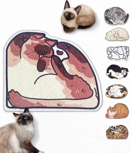 Vista 13 de Lukamoo® Bonita alfombra de arena para gatos (30 x 20 pulgadas), grande/L, para arena de gatitos y bonita caja de arena para gatos, alfombrilla