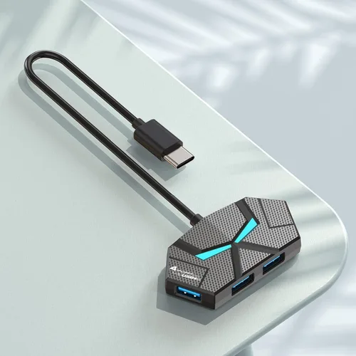 Vista 6 de Hub USB 3.0, concentrador USB de 4 puertos, divisor USB, extensor USB con puerto de alimentación para laptop, PC, Xbox, Gamepad, unidad flash, disco