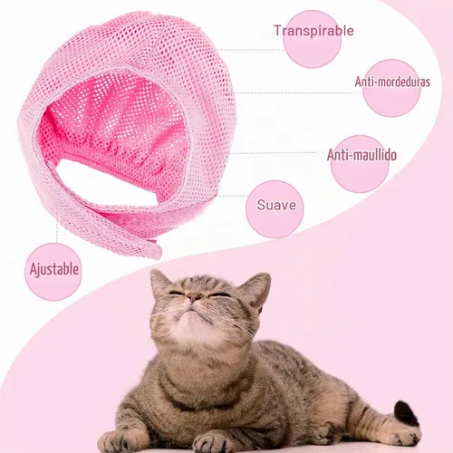 Vista 3 de Bolsa de baño para gatos, 10 piezas, kit de aseo para ducha de gato, verde y rosa