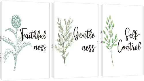 Vista 22 de Arte de pared inspirador de 3 piezas, imagen de refranes de plantas blancas, citas de trabajo y estadía, impresiones en lienzo para decoración