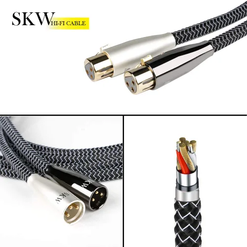 Vista 3 de SKW Cable de micrófono XLR equilibrado macho a hembra de alta gama WG Series A de 3 pines de 4.9 pies/4.9 ft (2 cables)