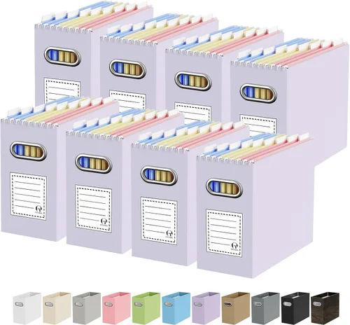 Vista 21 de Oterri Caja Organizadora de Archivos de Cartón para Carpetas Colgantes Tamaño Carta, Caja de Archivos para Escritorio de Computadora, Archivador