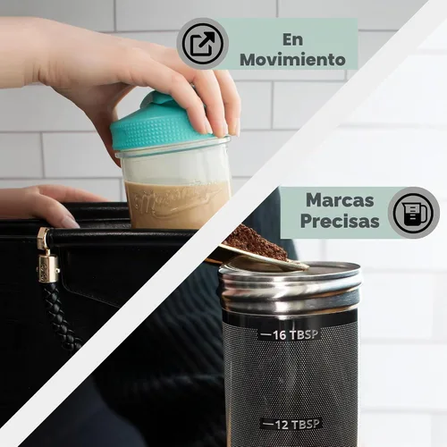 Vista 7 de Masontops Kit para preparar café frío – Cafetera helada de lujo con jarra de vidrio y filtro de malla de acero inoxidable – Sistema de nevera fácil