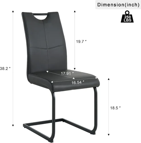 Vista 9 de Henf Juego de mesa de comedor de 5 piezas para 4, mesa de comedor rectangular de 51 pulgadas y 4 sillas de comedor de poliuretano gris carbón, mesa