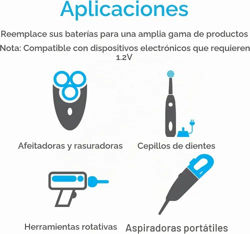 Vista 4 de Tenergy AA 1.2V NiMH 2000mAh Pilas AA recargables con parte superior plana con pestañas, paquete de 10