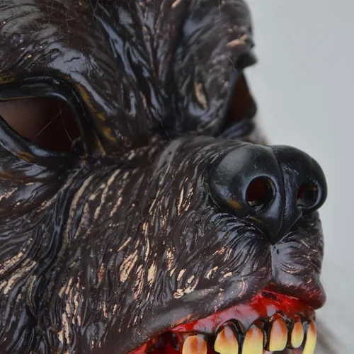 Vista 4 de FREE BEAUTY Máscara de lobo de Halloween, fiesta de cosplay, disfraz de hombre lobo, máscara de hombre lobo, máscara de látex aterrador, máscara