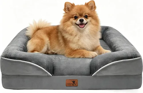Vista 70 de Spotted Play Cama ortopédica para perros con lados, sofá cama para perros pequeños, sofá cama de espuma de apoyo para mascotas con funda extraíble