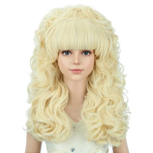 Vista 15 de PATTNIUM Pelucas vintage de colmena negra para niñas, peluca rizada negra K-negro