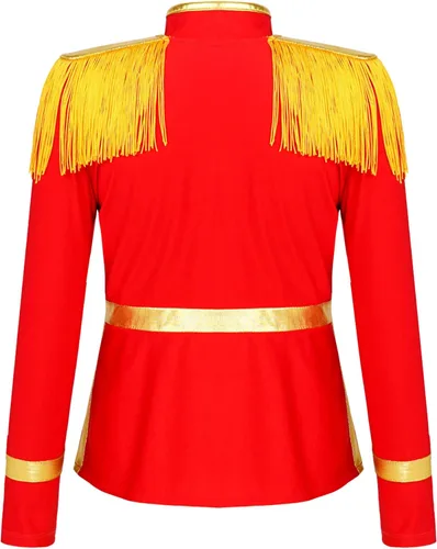 Vista 2 de JEEYJOO Chaqueta unisex de manga larga con cremallera frontal con borlas y banda de marcha uniforme de Majorette