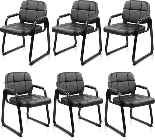 Vista 10 de CLATINA Silla de recepción de invitados, sillas de sala de conferencias, sillas de sala de espera con brazos acolchados, silla de escritorio sin