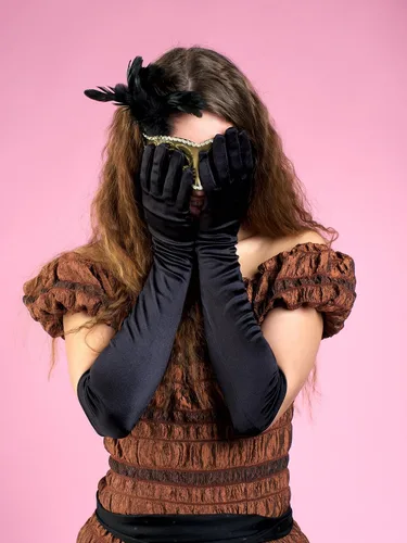 Vista 6 de Jetec 3 pares de guantes de ópera de los años 20 clásicos largos de satén longitud del codo guantes de 22 pulgadas tamaño adulto para mujeres y niñas