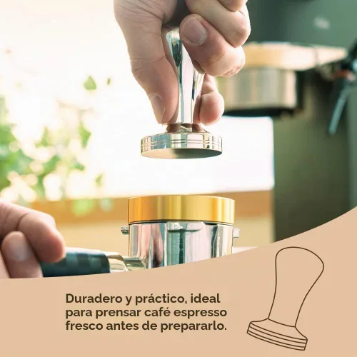 Vista 4 de Café expreso Tamper 2.008 in Acero Inoxidable Barista Espresso Base Café Grano Prensa