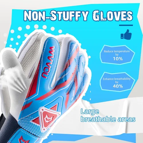 Vista 4 de WVVOU - Guantes de portero para niños, guantes de portero para niños de 8 a 12 años, guantes de portero para jóvenes con doble protección, palma